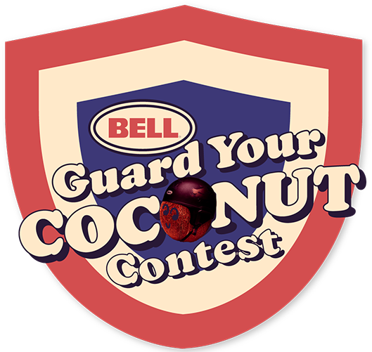 guard your coconut logo with coconut character wearing helmet